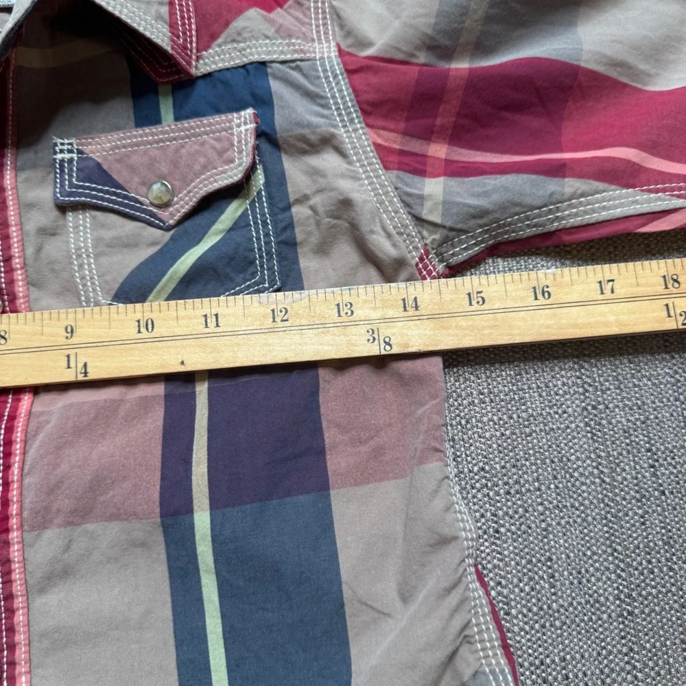 Wrangler 20X Kids Western Shirt Plaid Long Sleeve Pearl Snap Burgundy BJ1171A XS